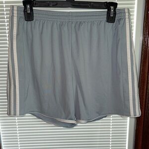 adidas Light Gray Athletic Shorts with White Stripes
